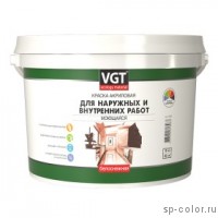 VGT Краска ВД-АК-1180 для наружных и внутренних работ "Белоснежная"