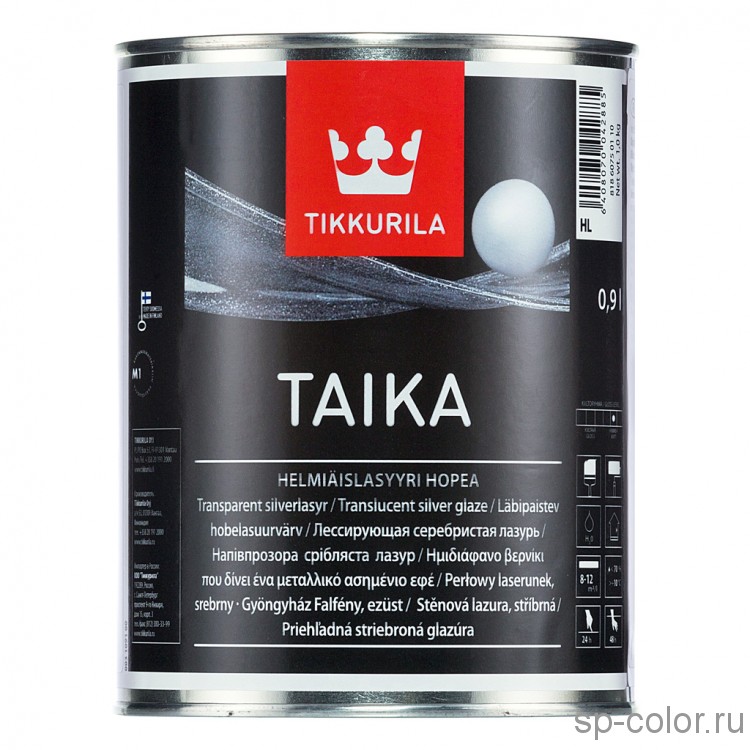 Tikkurila Taika HL одноцветная серебристая перламутровая лазурь 