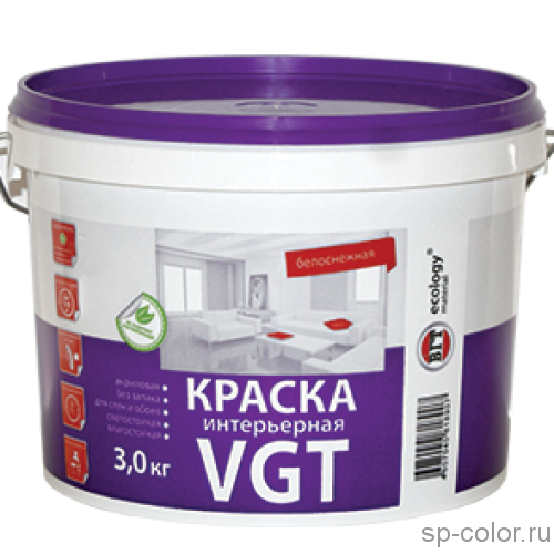VGT Краска акриловая для стен ВД-АК-2180 «Белоснежная» (влагостойкая)