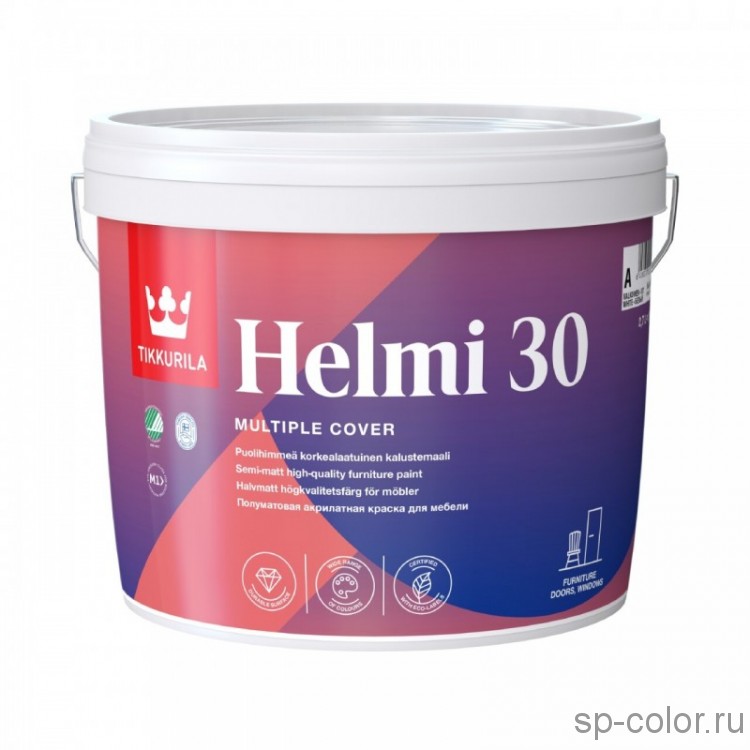 Tikkurila Helmi 30 Полуматовая акриловая краска для мебели и дерева