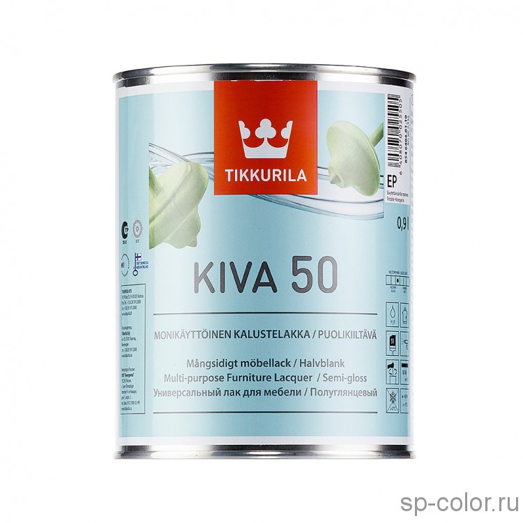 Tikkurila Kiva 50 полуглянцевый лак для дерева и мебели