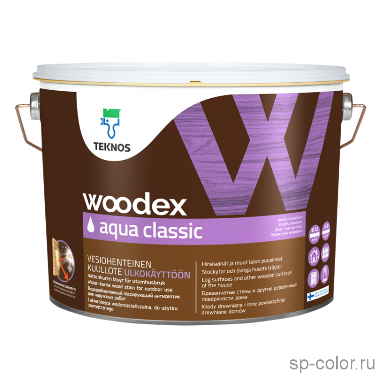 Teknos Woodex Aqua Classic лессирующий водоразбавляемый антисептик 