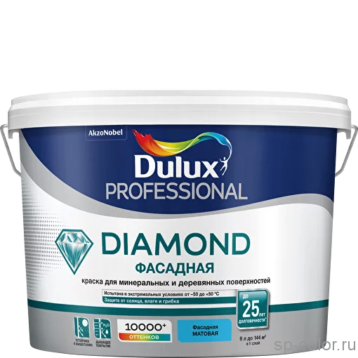 Dulux Diamond Фасадная гладкая латексная краска для наружных работ