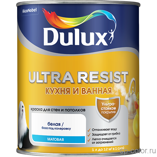 Dulux Ultra Resist матовая краска для кухни и ванной комнаты